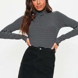 Black stripe lettuce high neck bodysuit